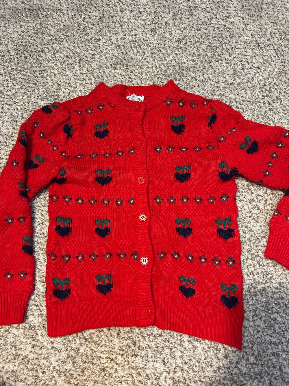 Friedknit Creations Cardigan Sweater with Cherry Motif